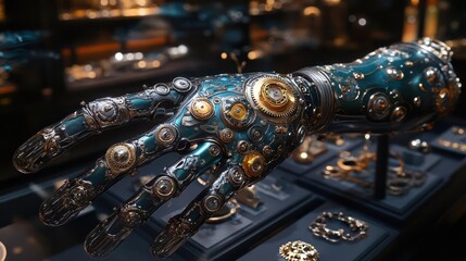 Detailed steampunk mechanical arm (1)
