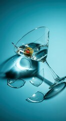 Broken glass, spilled cocktails, and soft lighting create a captivating vibe