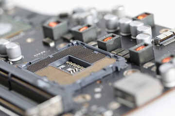 Exploring technology evolution close-up of a circuit board digital environment detailed view...