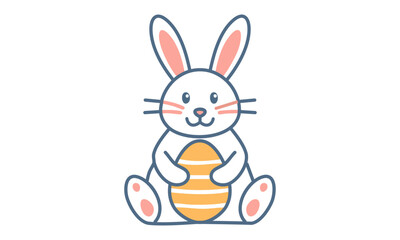 Cute Easter Bunny Holding Egg – Adorable Spring Clipart for Cards & Crafts