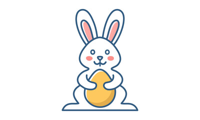 Cute Easter Bunny Holding Egg – Adorable Spring Clipart for Cards & Crafts