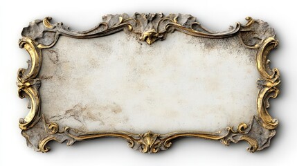A decorative ornate frame with detailed gold and stone accents