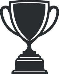 Black and white illustration of a trophy symbolizing success and achievement in competition.
