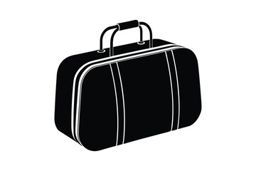 Silhouette art design of a compact carry-on bag with a minimalist design.eps