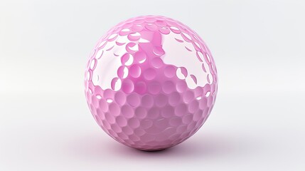 Golf ball, pink in color, on a white background