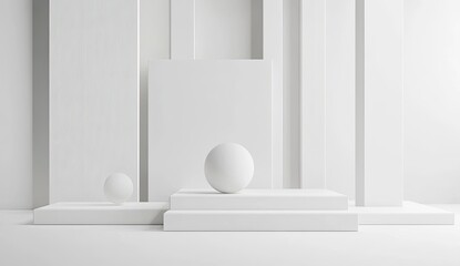 Minimalist white geometric display podium