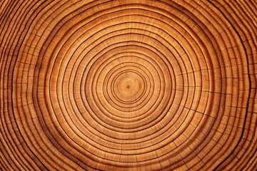 Fototapeta premium A mesmerizing tree ring pattern showcasing nature's intricate artistry, a captivating display of concentric circles in rich, warm brown tones.