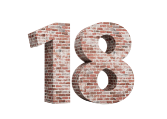 Number Eighteen 18 Digit Made Of Old Grunge Texture Wall Of Bricks Background 3D Illustration
