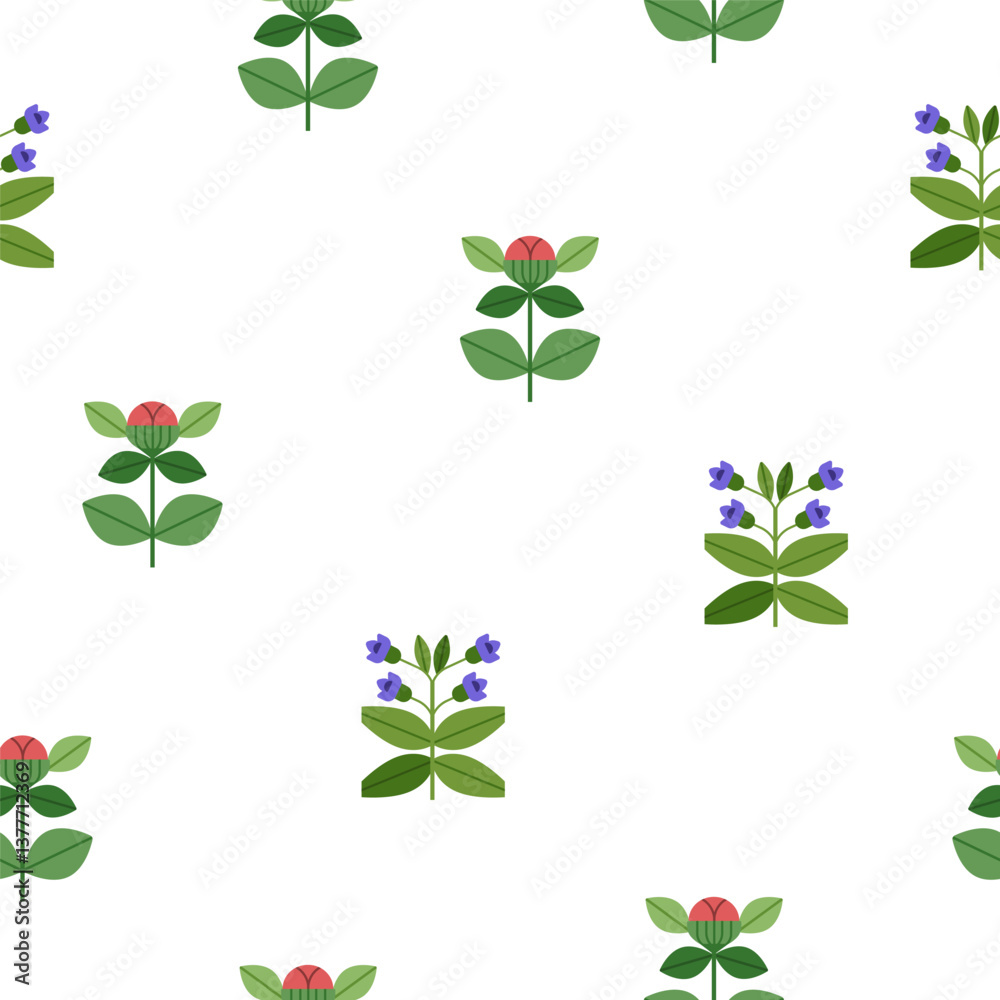 Aufkleber seamless floral pattern. flower branches with leaves, endless botanical background. repeating print 