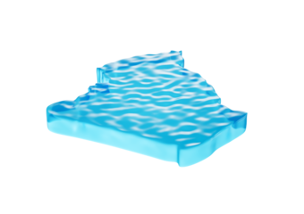 Deep Ocean Blue Water Algeria Map Gelatinous Smooth Surface 3D Illustration