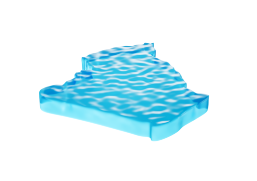 Deep Ocean Blue Water Algeria Map Gelatinous Smooth Surface 3D Illustration