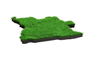 Angola Map Soil Land Geology Cross Section With Green Grass And Rock Ground Texture 3d Illustration