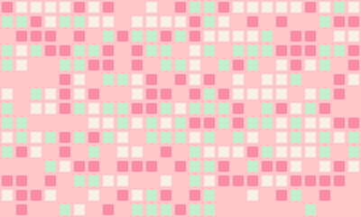 Abstract pastel pink, mint green, and white square mosaic pattern.  Perfect for websites, branding, social media, or textile design.