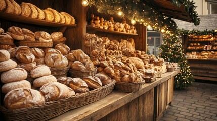 Traditional german bakery delights celebrate country culture with flag decor festive market atmosphere