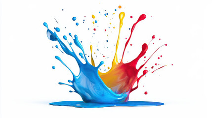Vivid paint splash creating an artistic and colorful visual impact. isolated on white background.