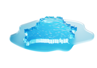 Water Ice Map of Belarus global warming melting glacier in deep blue water 3d illustration
