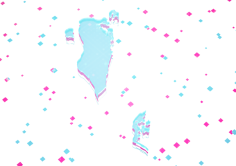 Illuminated Bahrain Data Map Neon Blue Light On Seamless Pattern 3D Illustration