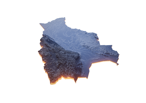 Illuminated Bolivia Data Map Highlighting Geographical Features Neon Glow Light 3D Illustration