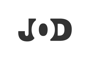 JOD logo design. Initial letter J O D bold font style for tech startups, consulting, corporate branding. Creative company name, headlines typography identity, trendy logotype.