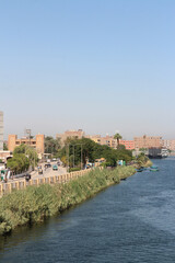 Obraz premium View of Esna city by the Nile River in a sunny morning, Egypt