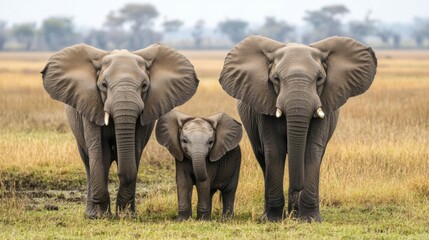 Fototapeta premium Gentle giants, elephants, form strong family bonds