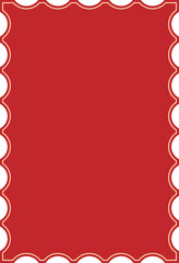 Red Decorative Scalloped Frame Cartoon Postage Stamp Blank Template Copy Space
