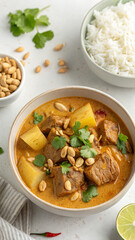 Massaman Curry - A rich and flavorful Thai curry with potatoes and meat or tofu - food vertical format 