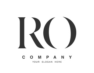 RO logo design. Initial letter r and o serif font style. Creative classic company name typography. Trendy logotype or identity.