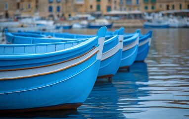 Obraz premium Blue Boats Harbor