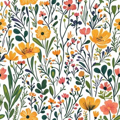 A whimsical floral tapestry bursts with vibrant blooms, perfect for nature-inspired creations.