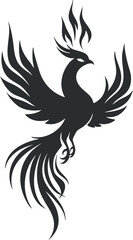 Fototapeta premium Silhouette of a mythical phoenix bird with fiery wings symbolizing rebirth and mythology.