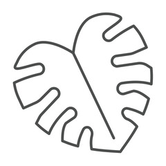 Fern leaf thin line icon, tropical voyage concept. Vector graphics. Tropical flora plant, floral sign on white background, outline style icon for mobile or web design.