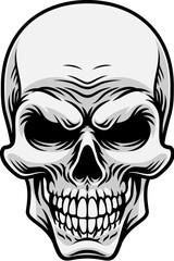 A skull design in a vintage retro woodcut style