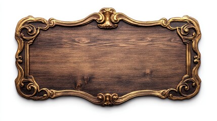 Detailed wooden plaque framed with ornate gold decorative accents