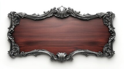 Ornate Frame Surrounding a Wooden Sign on White Background