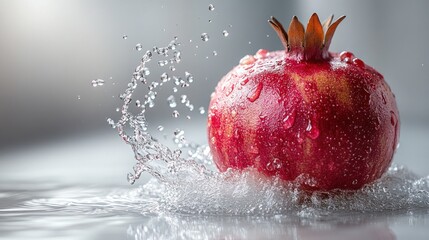 Pomegranate splashing in water, studio shot