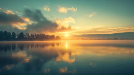 Naklejka premium The ethereal sunrise bathed everything in soft light