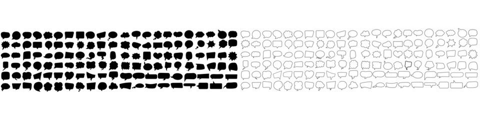 Speech bubble vector icon set. Chat illustration sign collection. Message symbol. Text bubble logo.