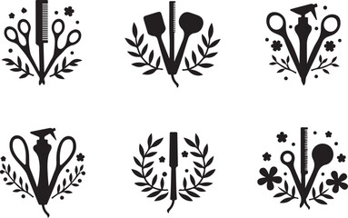  Elegant Floral Hair Stylist SVG Bundle | Barber & Salon Tools Clipart