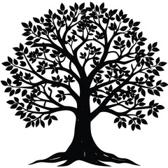 Obraz premium Tree Silhouette Vector – Minimalist Nature Illustration for Designs