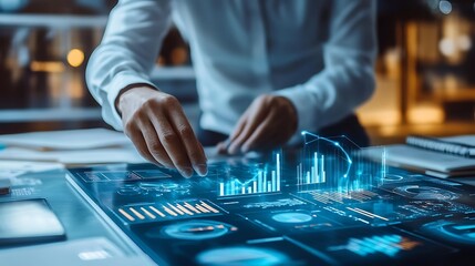 Business analytics and digital data visualization enhancing performance image