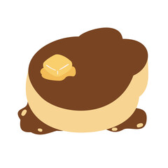 Delicious pancakes with butter in a cartoon style. Vector illustration  on a white background. 