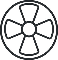 Obraz premium Black and white radiation hazard symbol representing nuclear danger in a circular design.