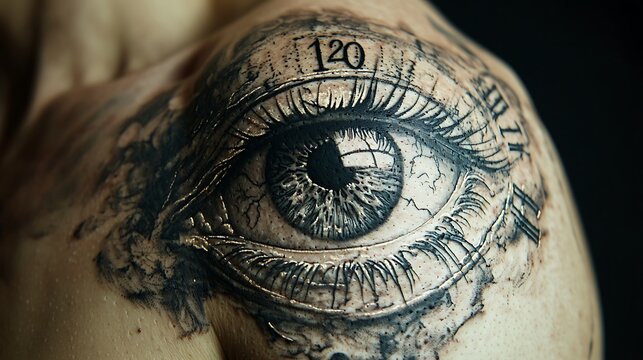 Hyper realistic eye space tattoo concept high resolution picture