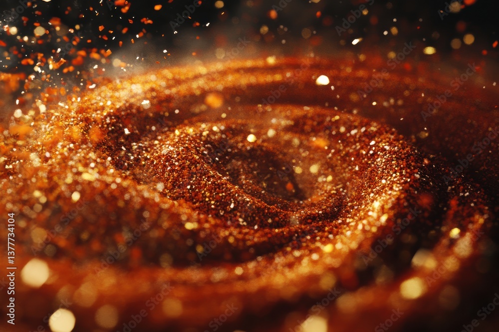 Poster Swirling patterns of sparkling particles create a mesmerizing effect in a colorful abstract display of shimmering light