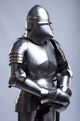 Full Suit of Fourteenth Century Knight's Plate Armor. Impressive display of medieval protective...
