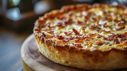 Close up food of cheese bacon quiche lunch meal iceland