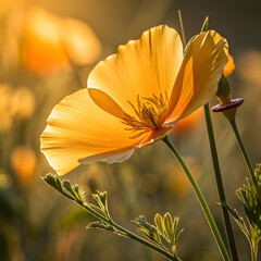 Beautiful yellow and orange flowers blooming in the garden