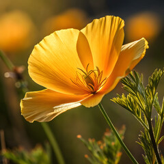Beautiful yellow and orange flowers blooming under the sun in a vibrant garden
