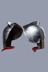 Medieval Steel Shoulder Armor with Gorget. Set of polished spaulders providing protection for the...